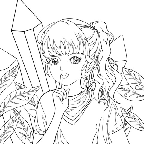 Mysterious Girl Dreamy Coloring Page