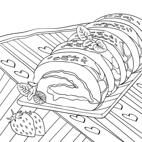 Delicious Cake Roll Coloring Page