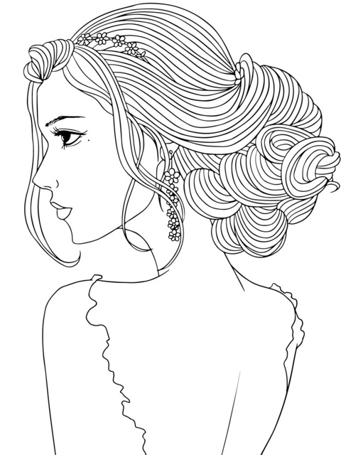 Elegant Lady Profile Coloring Page