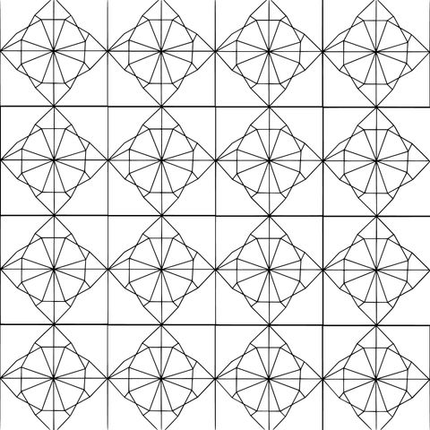 カラフルな幾何学的パターンの塗り絵ページ