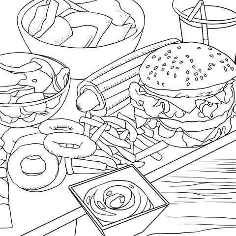 Delicious Fast - Food Coloring Page