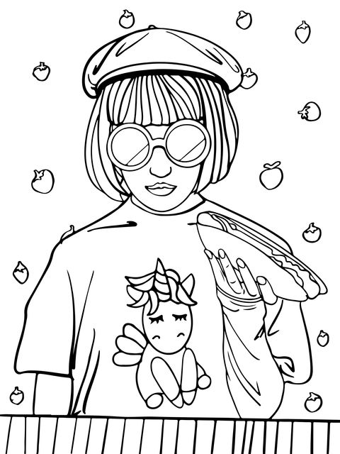 Fashionable Girl Cartoon Coloring Page