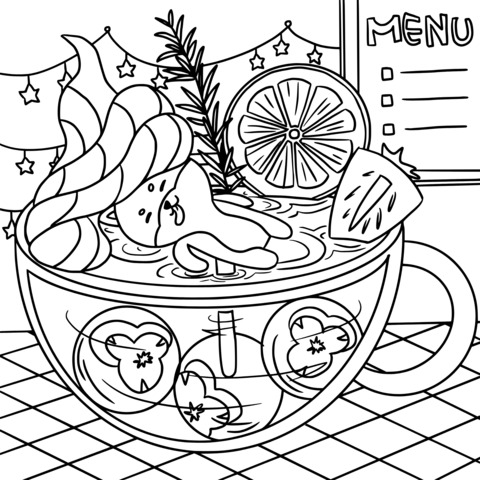 Adorable Cartoon: Relaxing Dog in a Cup Coloring Page