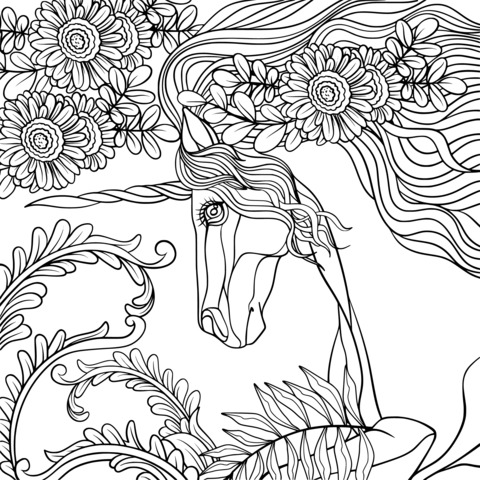 Gorgeous Unicorn Coloring Page