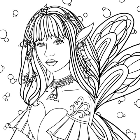 Beautiful Fairy Elf Coloring Page