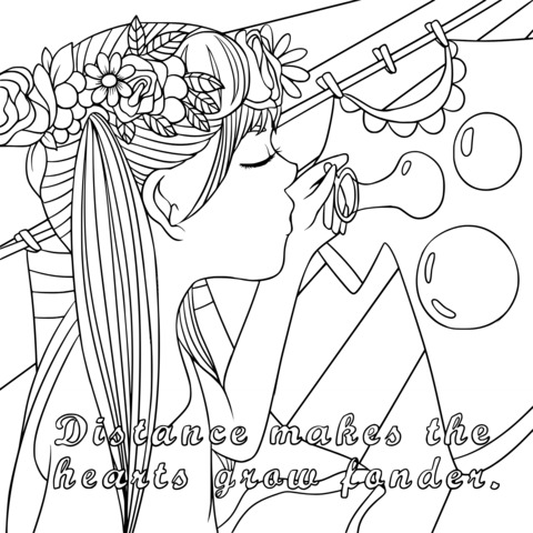 Girl Blowing Bubbles Coloring Page