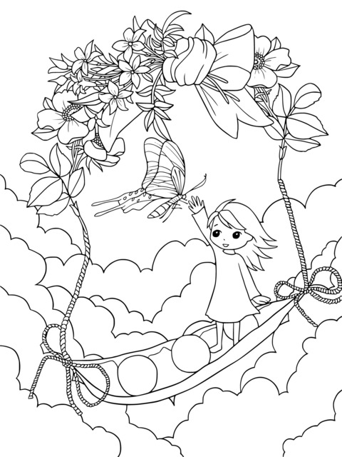 Dreamy Pea - Pod Swing Coloring Page