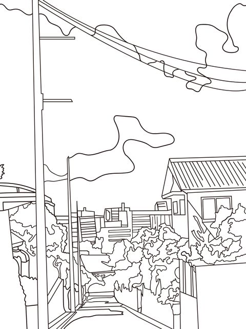 Street Scene Coloring Page