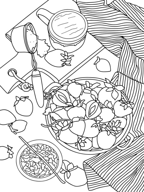 Strawberry Delight Coloring Page Illustration