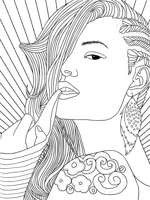 Fashionable Woman Illustration Coloring Page