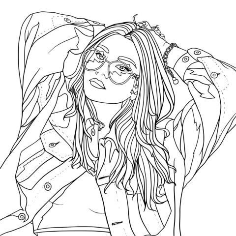 Fashionable Girl Illustration Coloring Page