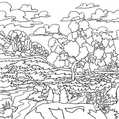 Beautiful Natural Landscape Coloring Page