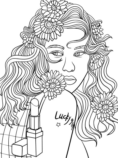 Fashionable Woman Illustration Coloring Page