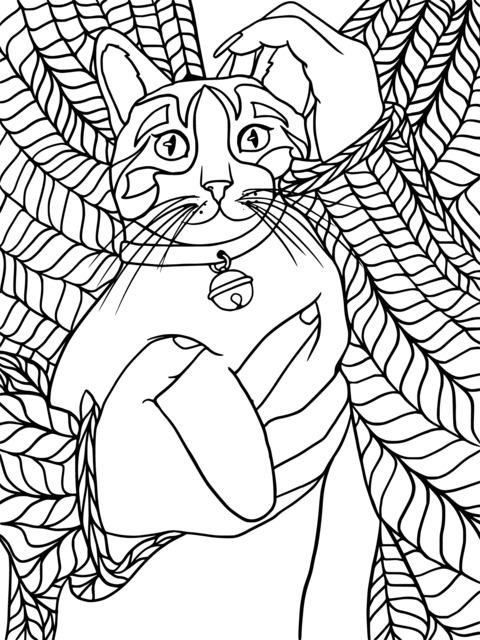 Coloring Page of a Hugged Cat