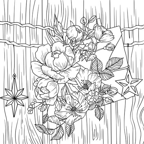 Floral Envelope Coloring Page