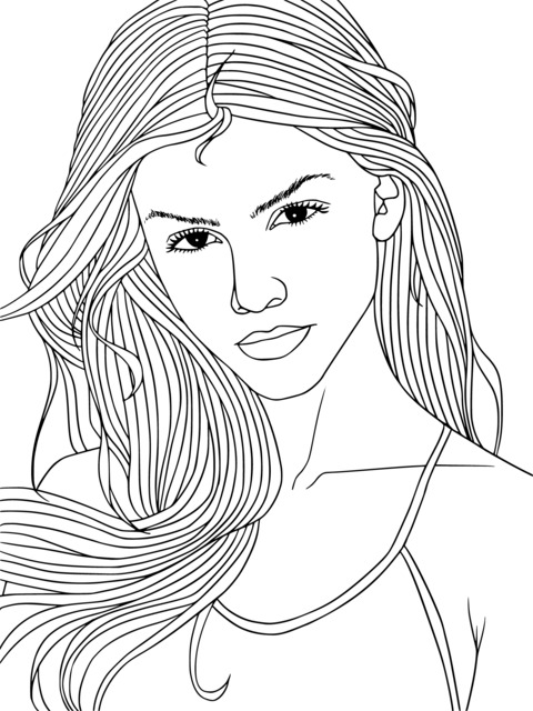 Blonde - haired Woman Coloring Page with Interstellar Background