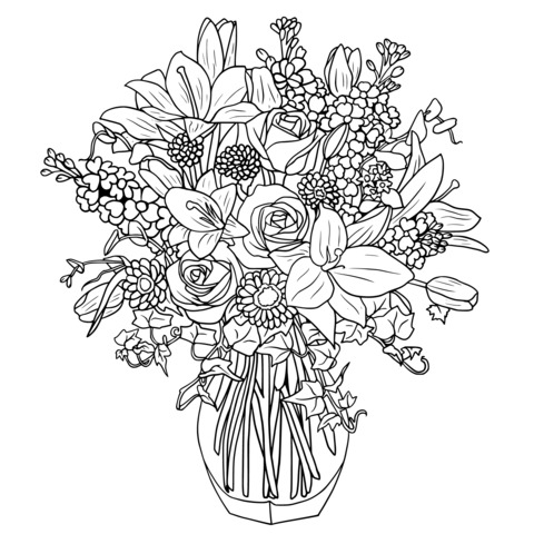 Página para Colorear de un Bonito Bouquet