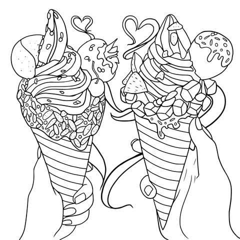 Colorful Ice - Cream Coloring Page