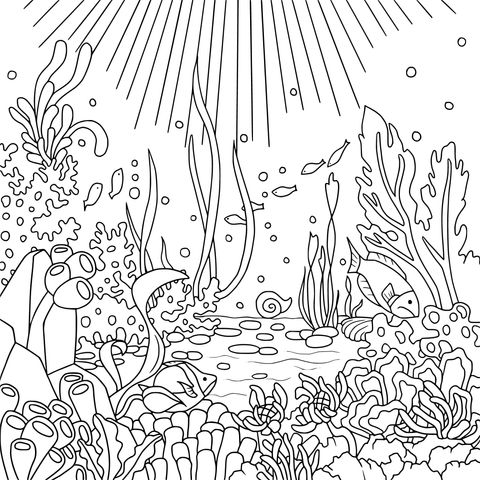 Colorful Underwater World Coloring Page