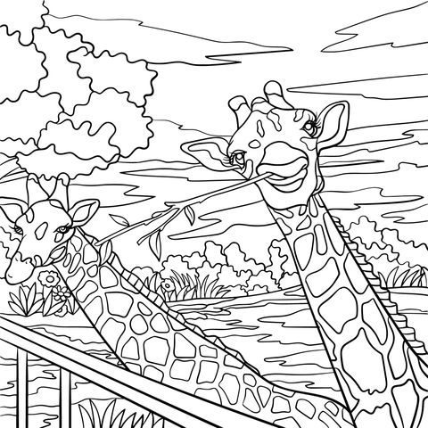 Giraffe - themed Coloring Page