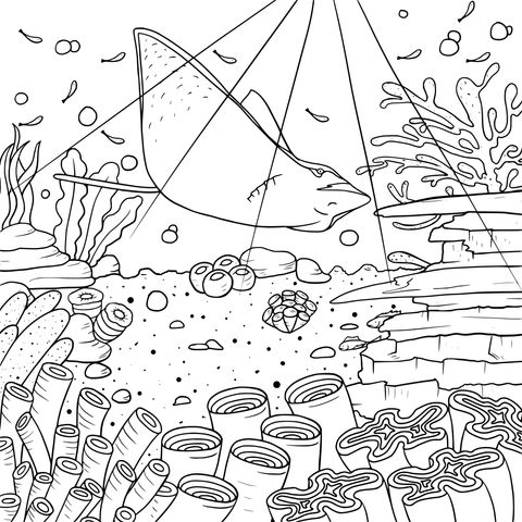 Ocean Manta Ray Coloring Page: Dive into a Colorful Underwater World