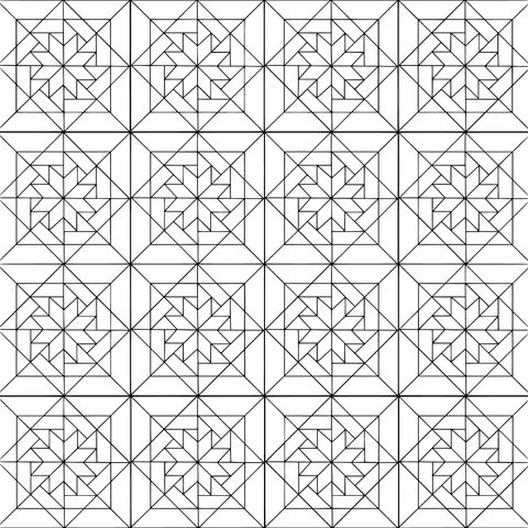 カラフルな幾何学的パターンの塗り絵ページ