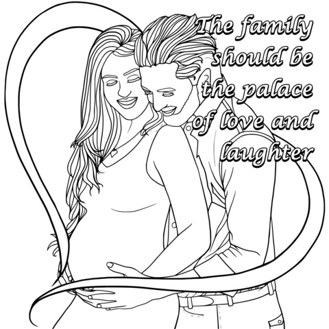 Warm Family - themed Coloring Page: Loving Expectant Parents