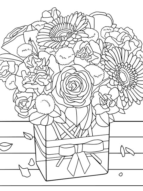 Colorful Bouquet Coloring Page