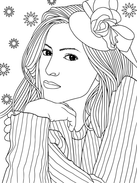 Elegant Woman - Themed Coloring Page