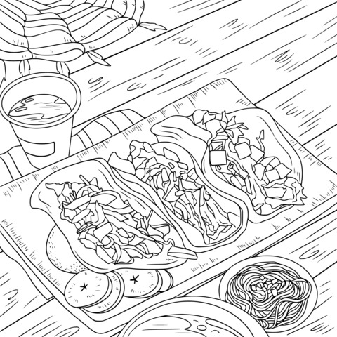 Mexican Tacos Coloring Page