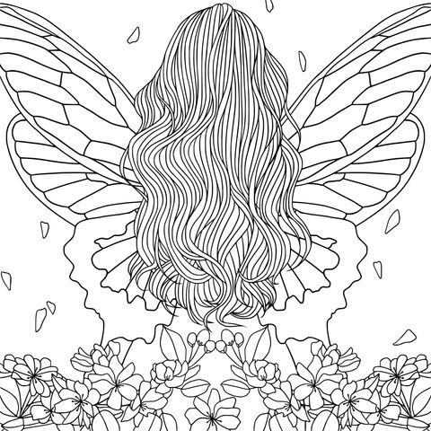 Dreamy Fairy Back View Coloring Page