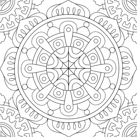 Beautiful Green Mandala Coloring Page