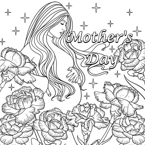 Mother's Day Pregnant Woman - themed Coloring Page