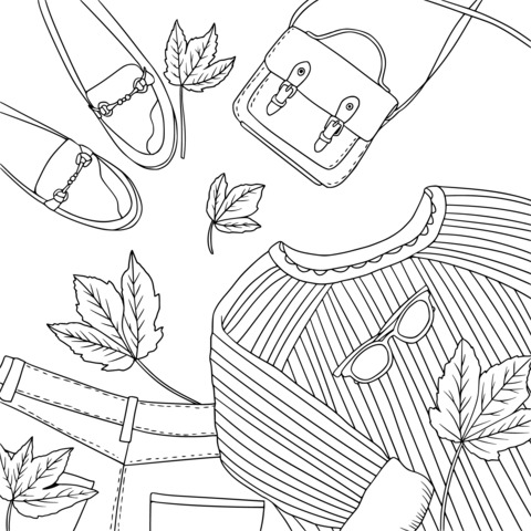 Autumn Fashion Clothing Coloring Page