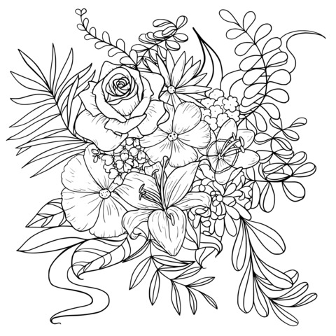 Colorful Flower Coloring Page