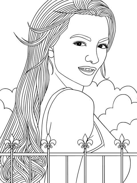 Blonde Woman Back View Coloring Page