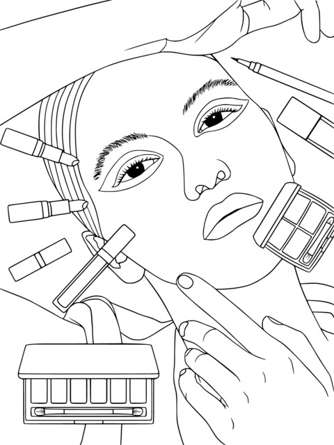 Beauty - themed Coloring Page: Create a Personalized Makeup Look