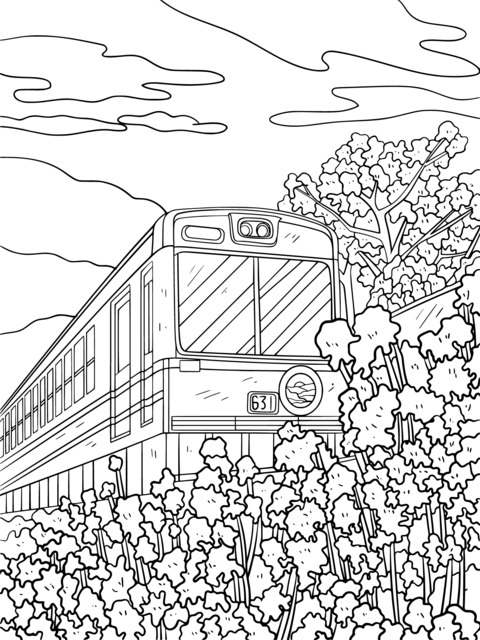 Spring Train Coloring Page