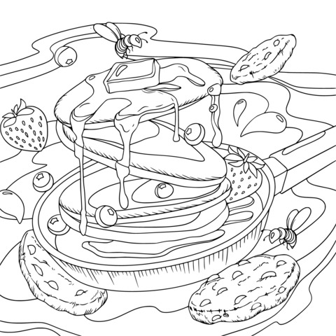 美味しいパンケーキの塗り絵