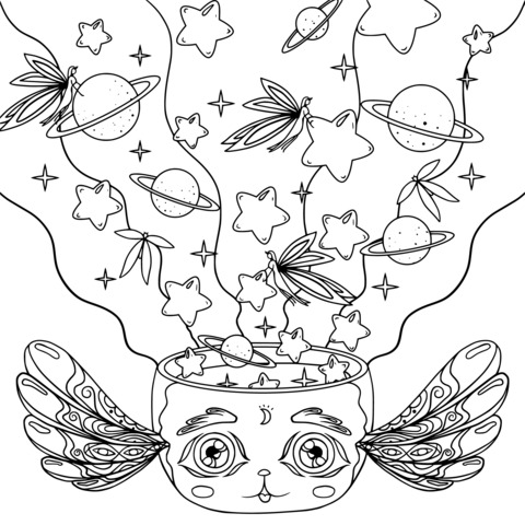 Fantasy Planet - themed Coloring Page