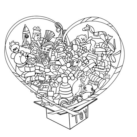 Heart - shaped Toy Coloring Page