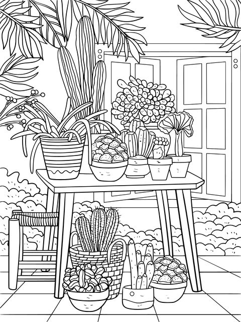 Indoor Succulent Plants Coloring Page