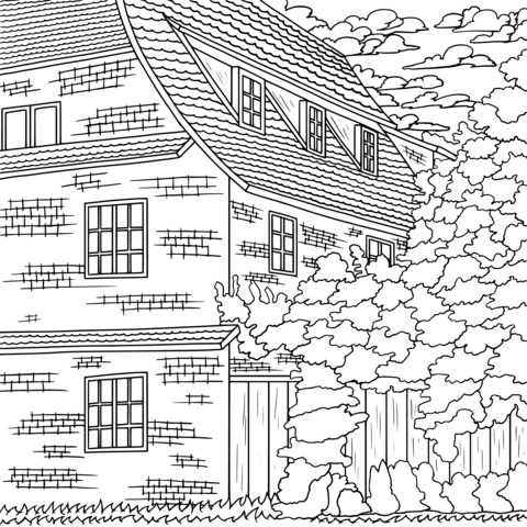 Cozy House Coloring Page