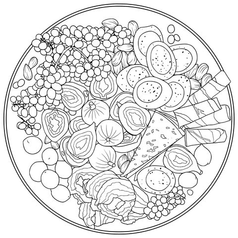 Delicious Platter Coloring Page