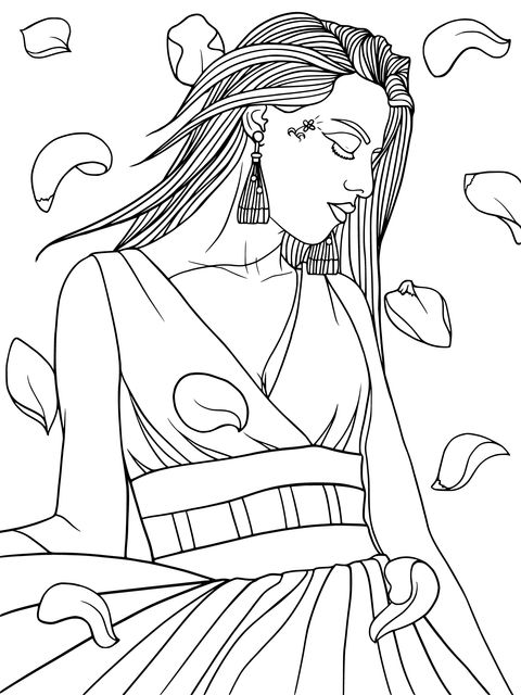 Fashionable Woman Illustration Coloring Page