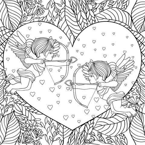 Cupid - themed Coloring Page