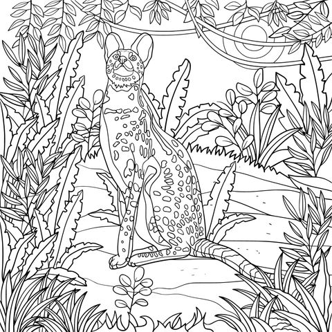 Cheetah in the Jungle Coloring Page