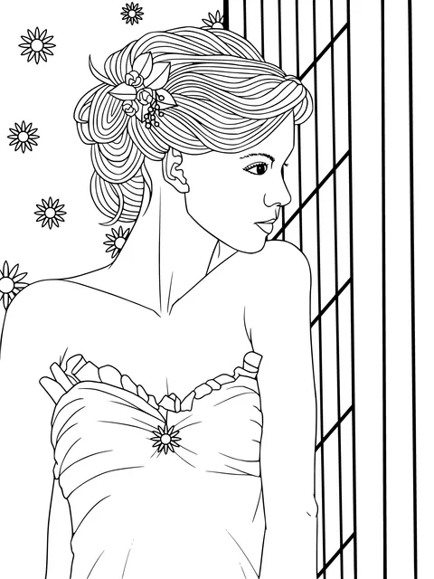 Elegant Woman with a Floral Hair Accessory