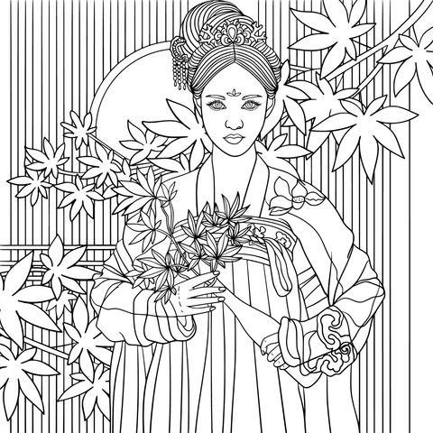 Ancient - styled Woman Holding Flowers