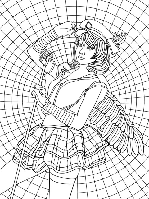 Fantasy - style Anime Girl Coloring Page